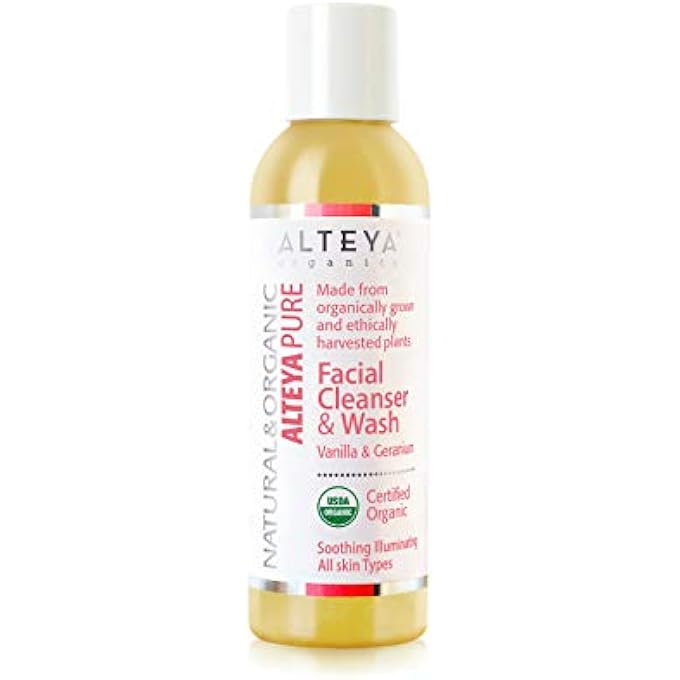 Alteya ORGANICS FACIAL CLEANSER VANILLA & GERANIUM USDA CERTIFIED ORGANIC FACE WASH, 5.1 FL OZ/150 ML BIODEGRADABLE SOAP FOR ALL SKIN TYPES - Image 1